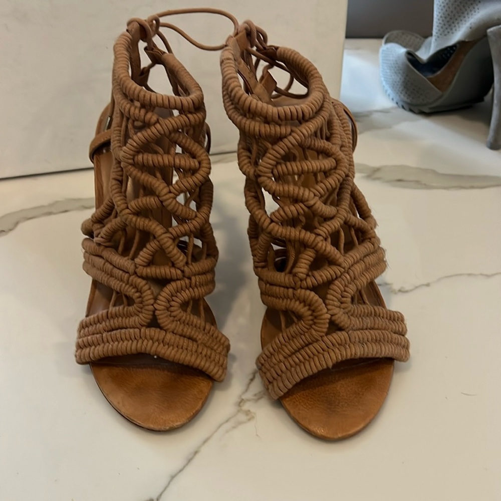 Joie Camel Colored Aria Strappy Heel